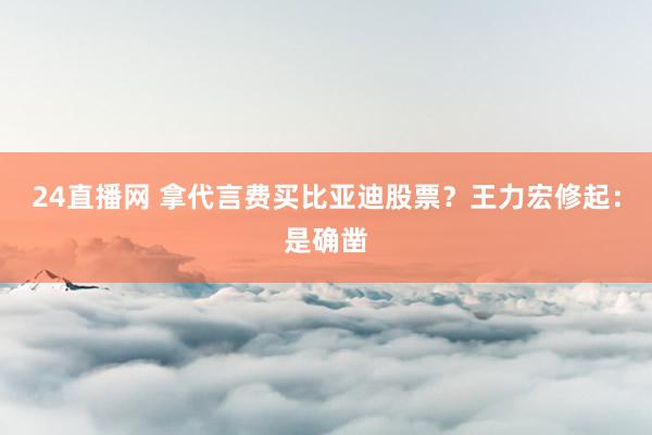 24直播网 拿代言费买比亚迪股票？王力宏修起：是确凿