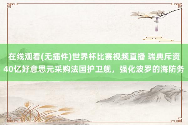 在线观看(无插件)世界杯比赛视频直播 瑞典斥资40亿好意思元采购法国护卫舰，强化波罗的海防务