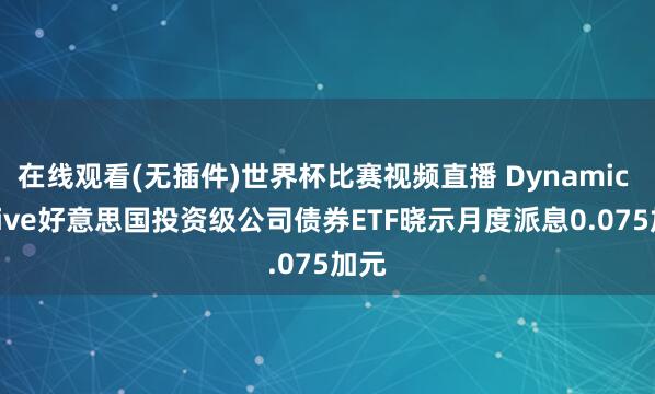 在线观看(无插件)世界杯比赛视频直播 Dynamic Active好意思国投资级公司债券ETF晓示月度派息0.075加元