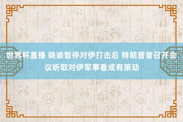 世界杯直播 晓谕暂停对伊打击后 特朗普曾召开会议听取对伊军事看成有策动