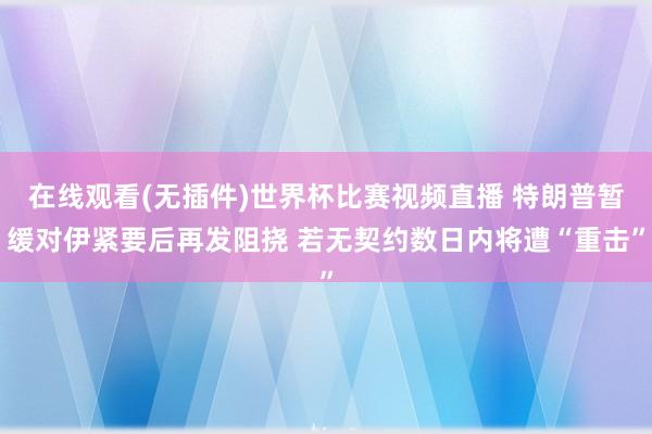 在线观看(无插件)世界杯比赛视频直播 特朗普暂缓对伊紧要后再发阻挠 若无契约数日内将遭“重击”