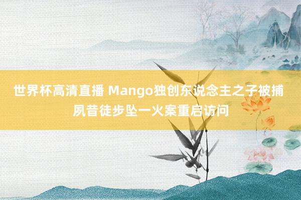 世界杯高清直播 Mango独创东说念主之子被捕 夙昔徒步坠一火案重启访问