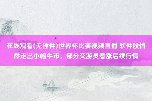 在线观看(无插件)世界杯比赛视频直播 软件股悄然走出小幅牛市，部分交游员看涨后续行情