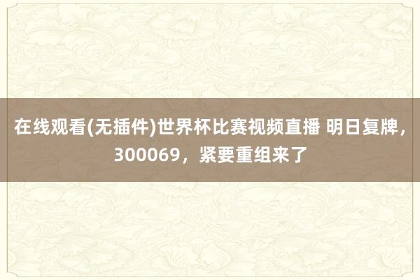 在线观看(无插件)世界杯比赛视频直播 明日复牌，300069，紧要重组来了
