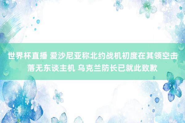 世界杯直播 爱沙尼亚称北约战机初度在其领空击落无东谈主机 乌克兰防长已就此致歉