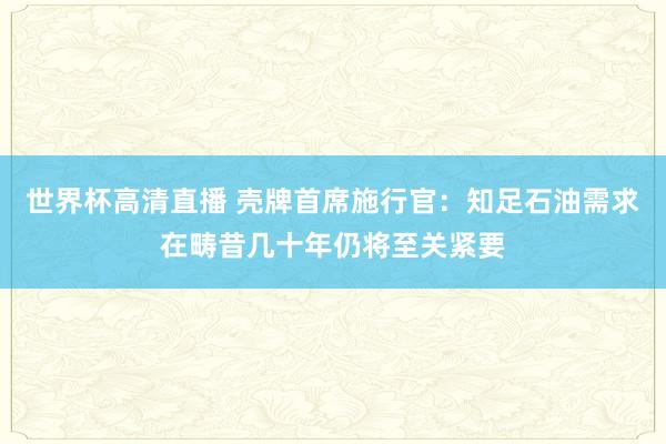 世界杯高清直播 壳牌首席施行官：知足石油需求在畴昔几十年仍将至关紧要