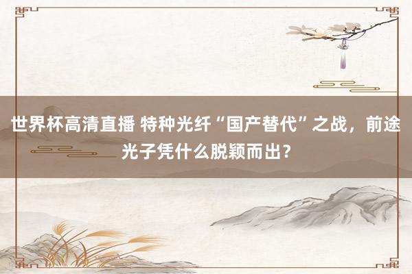 世界杯高清直播 特种光纤“国产替代”之战，前途光子凭什么脱颖而出？