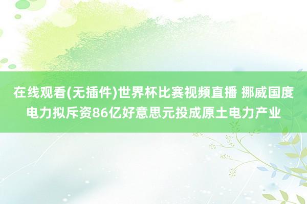在线观看(无插件)世界杯比赛视频直播 挪威国度电力拟斥资86亿好意思元投成原土电力产业
