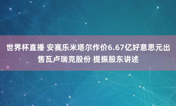 世界杯直播 安赛乐米塔尔作价6.67亿好意思元出售瓦卢瑞克股份 提振股东讲述