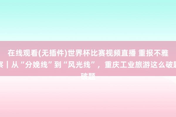 在线观看(无插件)世界杯比赛视频直播 重报不雅察｜从“分娩线”到“风光线”，重庆工业旅游这么破题