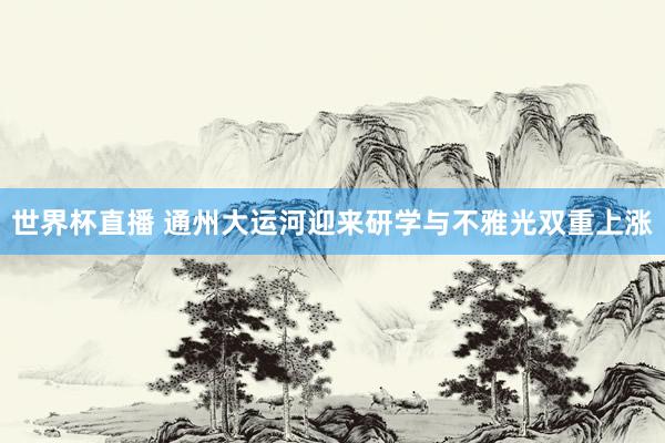 世界杯直播 通州大运河迎来研学与不雅光双重上涨