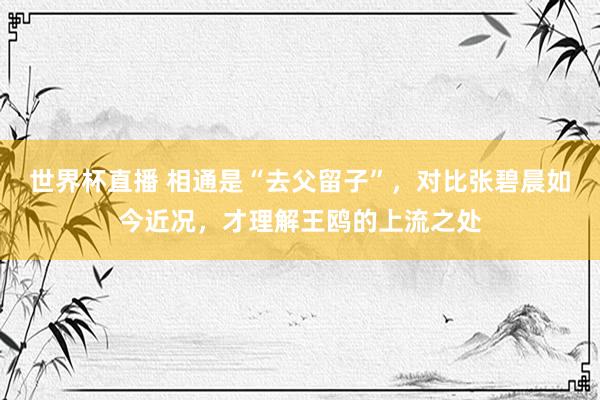 世界杯直播 相通是“去父留子”，对比张碧晨如今近况，才理解王鸥的上流之处