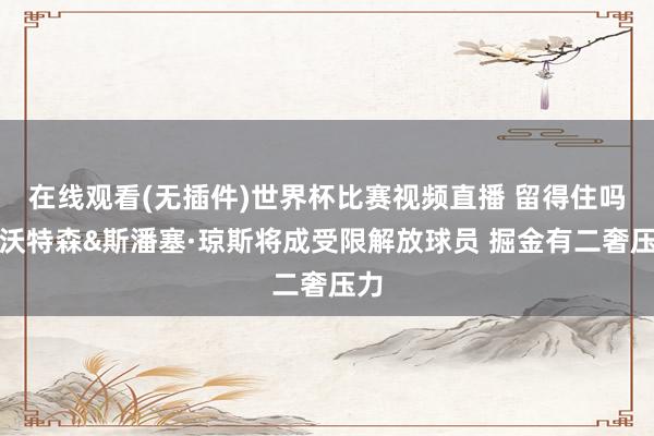 在线观看(无插件)世界杯比赛视频直播 留得住吗？沃特森&斯潘塞·琼斯将成受限解放球员 掘金有二奢压力