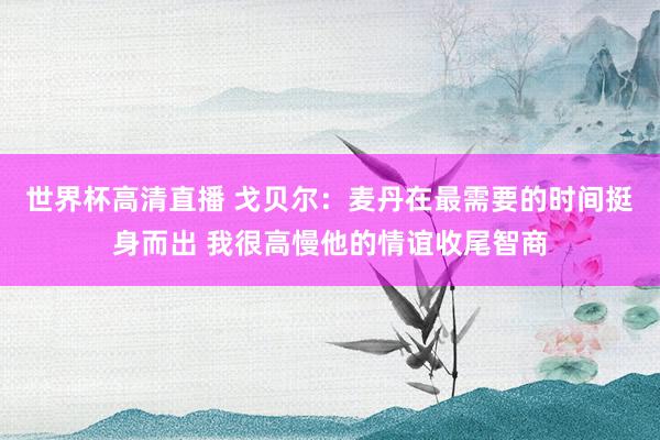 世界杯高清直播 戈贝尔：麦丹在最需要的时间挺身而出 我很高慢他的情谊收尾智商