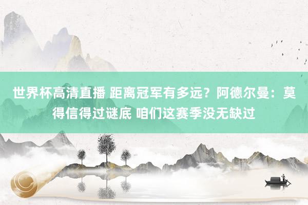 世界杯高清直播 距离冠军有多远？阿德尔曼：莫得信得过谜底 咱们这赛季没无缺过