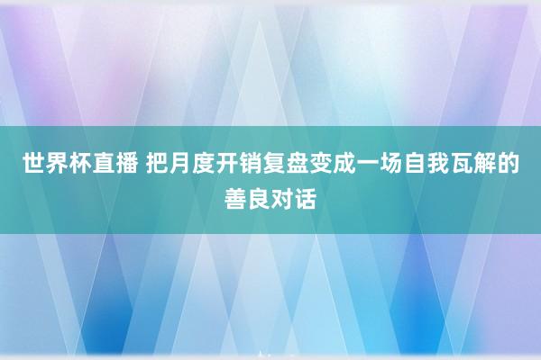 世界杯直播 把月度开销复盘变成一场自我瓦解的善良对话