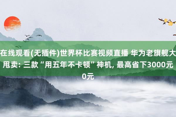 在线观看(无插件)世界杯比赛视频直播 华为老旗舰大甩卖: 三款“用五年不卡顿”神机， 最高省下3000元