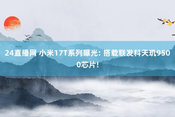 24直播网 小米17T系列曝光: 搭载联发科天玑9500芯片!