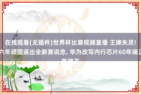 在线观看(无插件)世界杯比赛视频直播 王牌失灵! 六年顽固逼出全新赛说念， 华为改写内行芯片60年端正