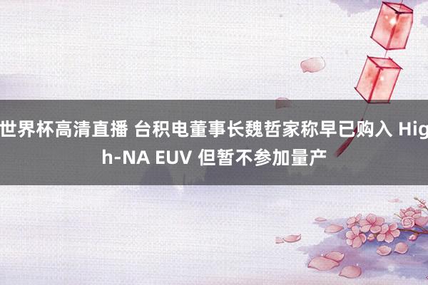 世界杯高清直播 台积电董事长魏哲家称早已购入 High-NA EUV 但暂不参加量产