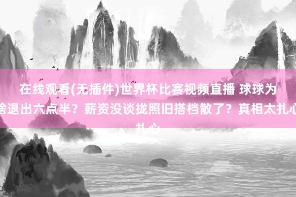 在线观看(无插件)世界杯比赛视频直播 球球为啥退出六点半？薪资没谈拢照旧搭档散了？真相太扎心