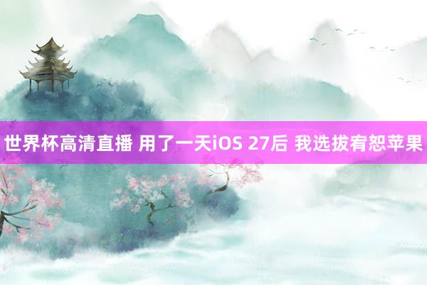 世界杯高清直播 用了一天iOS 27后 我选拔宥恕苹果