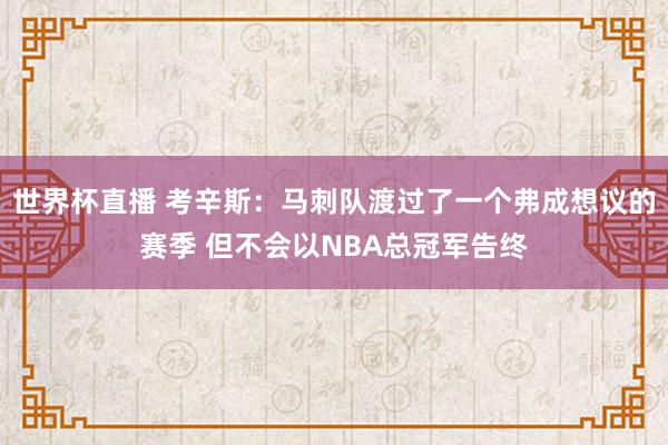 世界杯直播 考辛斯：马刺队渡过了一个弗成想议的赛季 但不会以NBA总冠军告终