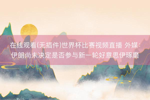 在线观看(无插件)世界杯比赛视频直播 外媒:伊朗尚未决定是否参与新一轮好意思伊琢磨