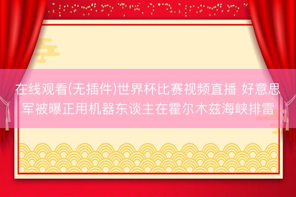 在线观看(无插件)世界杯比赛视频直播 好意思军被曝正用机器东谈主在霍尔木兹海峡排雷