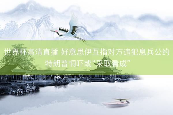 世界杯高清直播 好意思伊互指对方违犯息兵公约 特朗普恫吓或“采取看成”