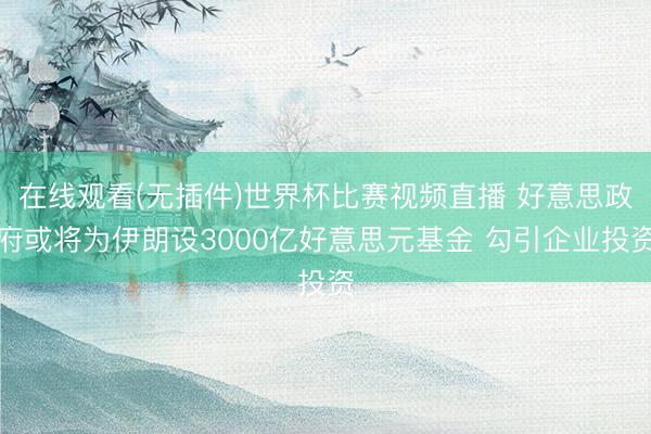 在线观看(无插件)世界杯比赛视频直播 好意思政府或将为伊朗设3000亿好意思元基金 勾引企业投资