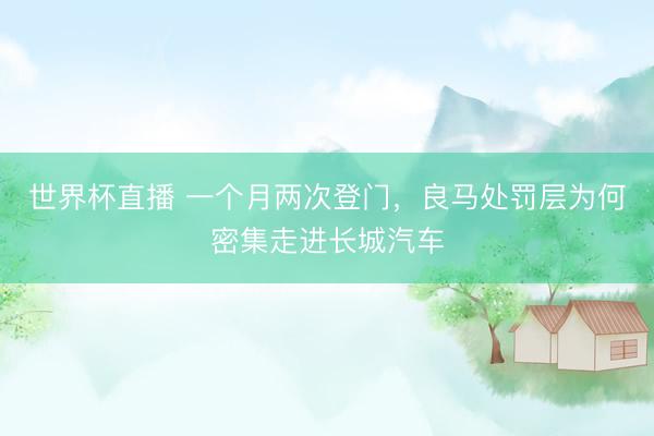 世界杯直播 一个月两次登门，良马处罚层为何密集走进长城汽车