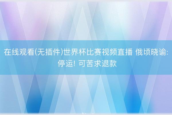 在线观看(无插件)世界杯比赛视频直播 俄顷晓谕: 停运! 可苦求退款